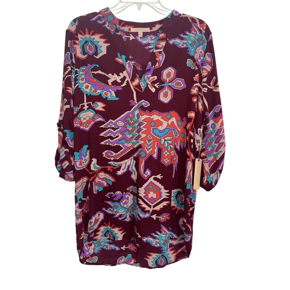 NWT Gibson & Latimer Southwestern Aztec Printed Top Medium Boho USA